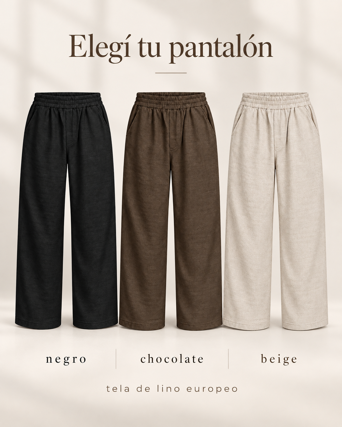 Joggers de lino Negro Chocolate Beige